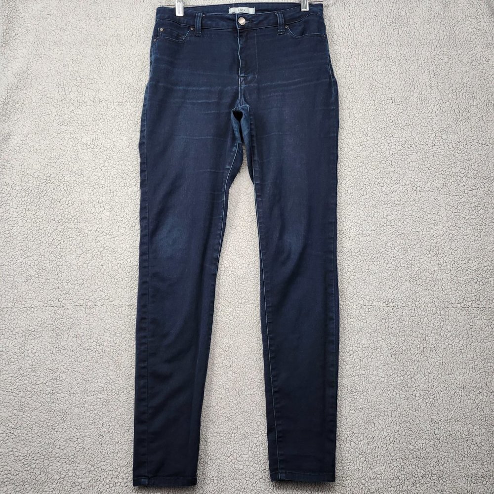 🎁5/$25 Dex Jeans Women's 29 Dark Blue Denim Stretch 5 Pocket Button Zip Closure